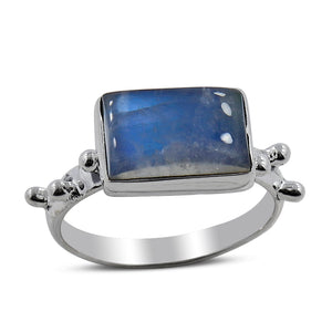 Rainbow Moonstone Silver Ring