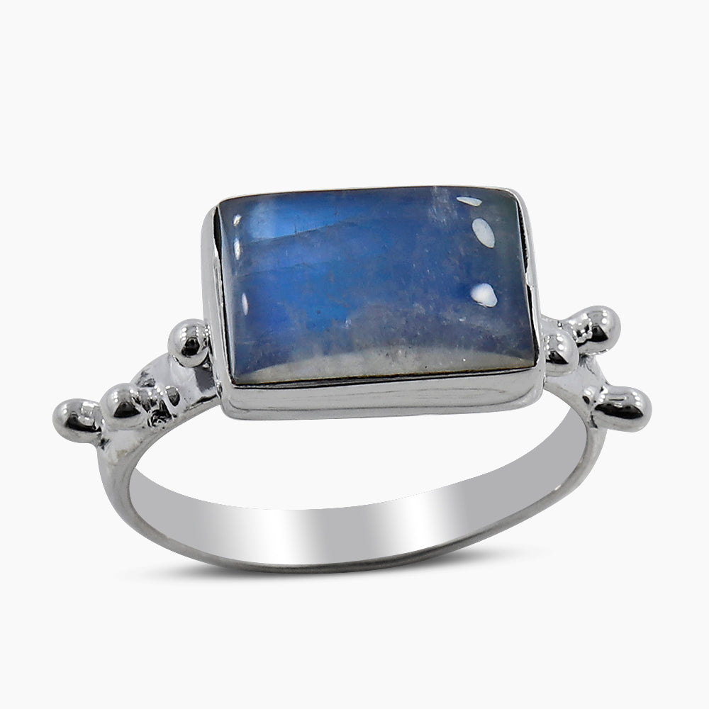 Rainbow Moonstone Silver Rings