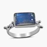 Rainbow Moonstone Silver Rings