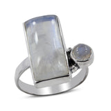 Rainbow Moonstone Silver Rings