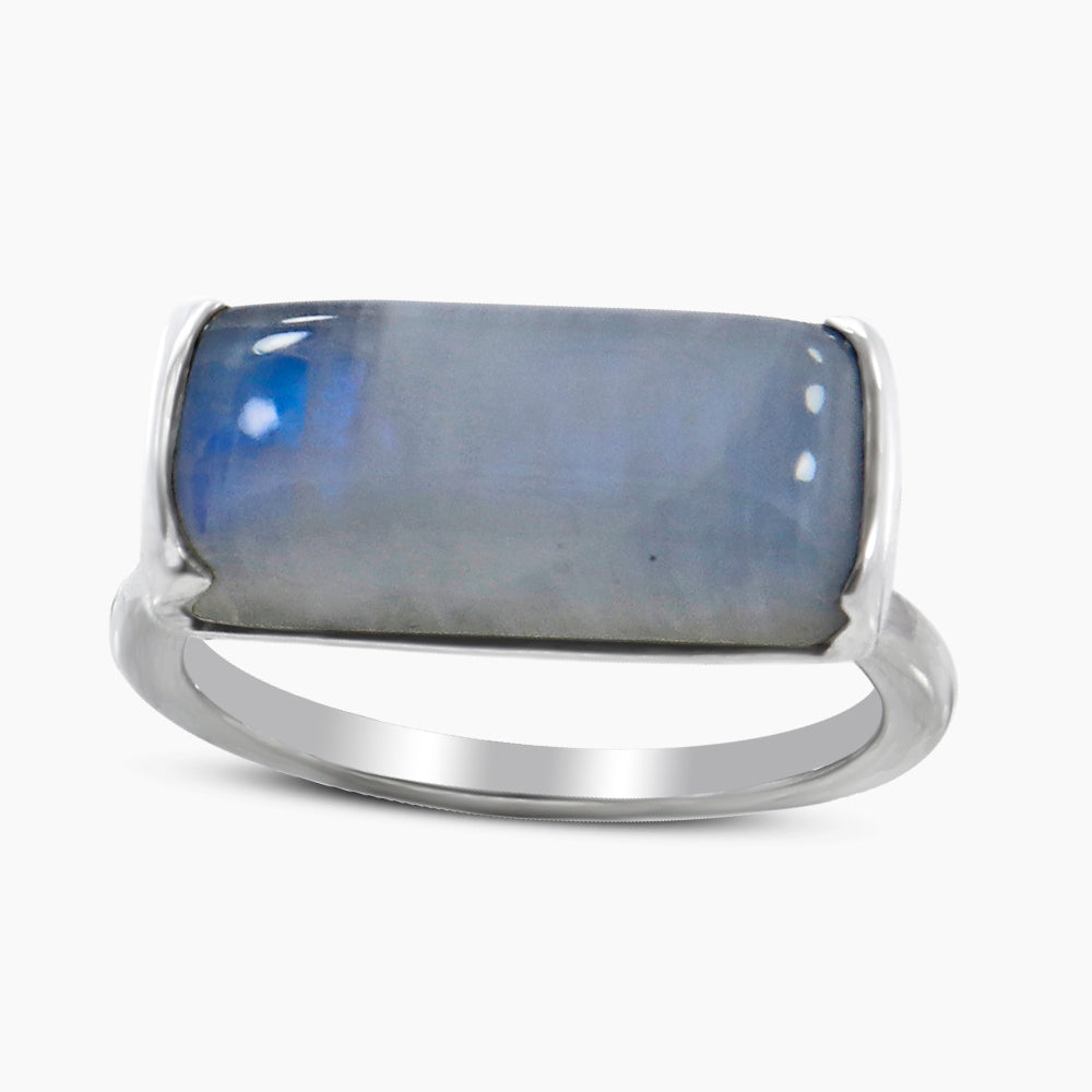 Rainbow Moonstone Sterling Silver Rings