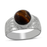 Natural Tiger Eye Silver Rings