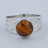 Natural Tiger Eye Silver Rings