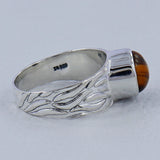 Natural Tiger Eye Silver Rings