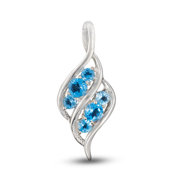 Blue Topaz Gemstone Silver Pendant