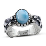 Larimar Silver Designer Rings