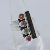 Multi Coloured Tourmaline Silver Rings