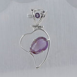 Raw Amethyst Gemstone Solid Silver Pendant