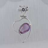 Raw Amethyst Gemstone Silver Pendant