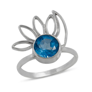 925 Sterling Silver Blue Topaz Ring