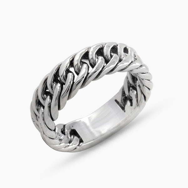 925 Sterling Silver Chain Link Band Ring