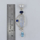 Rainbow Moonstone Silver Pendant