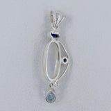 Rainbow Moonstone Silver Pendant