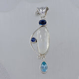 Rainbow Moonstone Silver Pendant