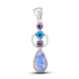 Rainbow Moonstone 925 Sterling Silver Pendant