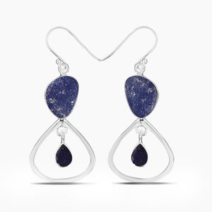 Raw Tanzanite Silver Earrings