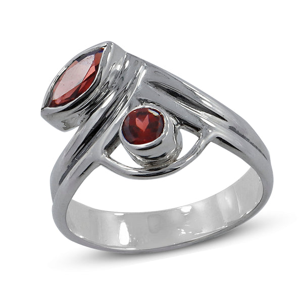 Natural Garnet Sterling Silver Ring