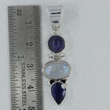 Rainbow Moonstone Silver Pendent