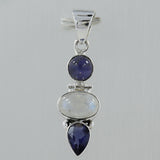 Rainbow Moonstone Silver Pendent