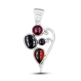 Multi Tourmaline Hessonite Gemstone Silver Pendant