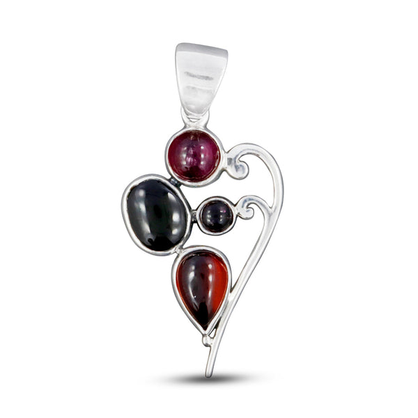 Hessonite Gemstone Silver Pendant