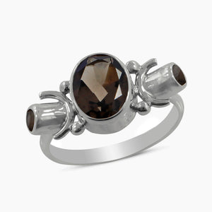 Natural Smoky Quartz Silver Rings