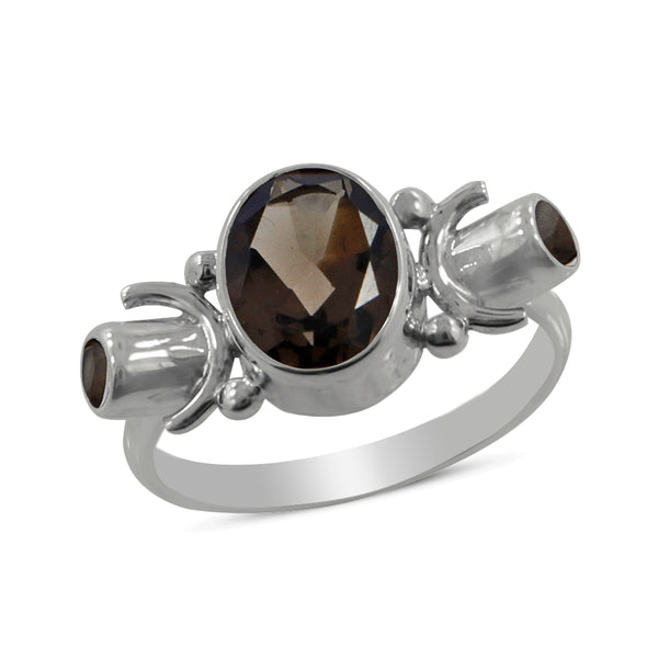Natural Smoky Quartz Silver Rings