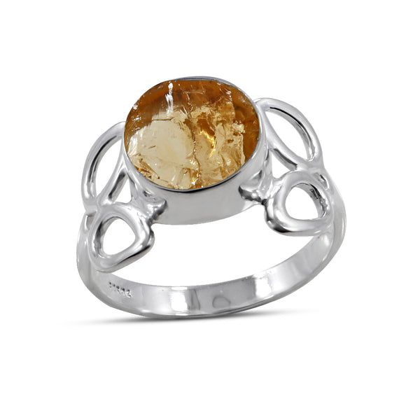 925 Sterling Silver Rough Citrine Rings