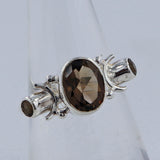 Natural Smoky Quartz Silver Rings