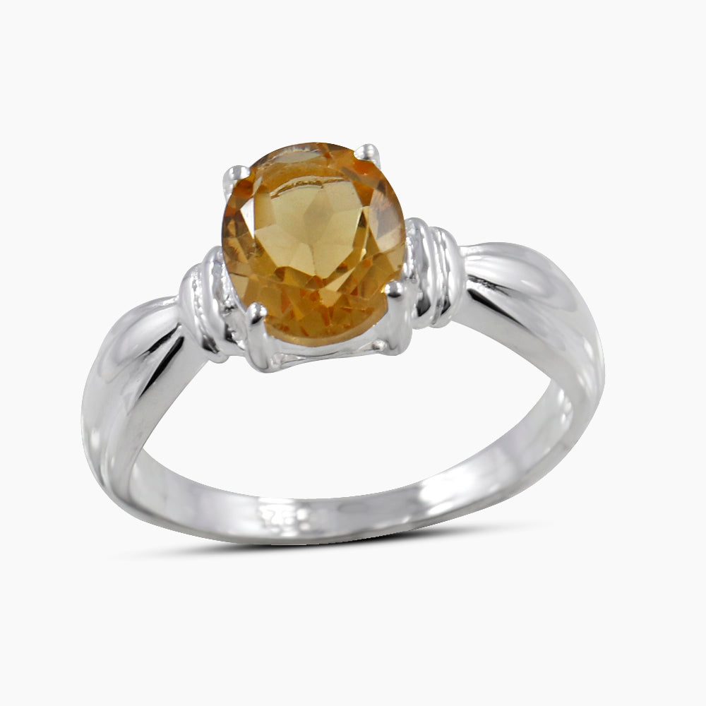 Natural Citrine 925 Sterling Silver Rings