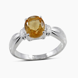 Natural Citrine 925 Sterling Silver Rings