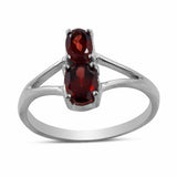 Natural Garnet Birthstone Silver Rings