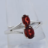 Natural Garnet Birthstone Silver Rings