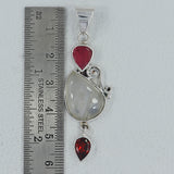 Rainbow Moonstone Silver Pendant