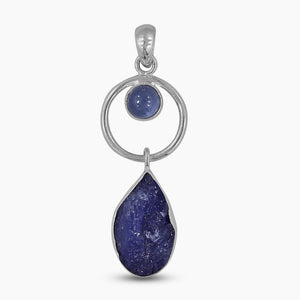 925 Silver Raw Tanzanite Pendants