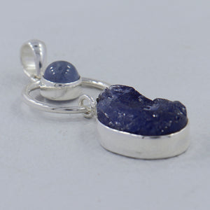 925 Silver Raw Tanzanite Pendants
