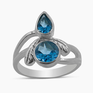 925 Sterling Silver Blue Topaz Rings