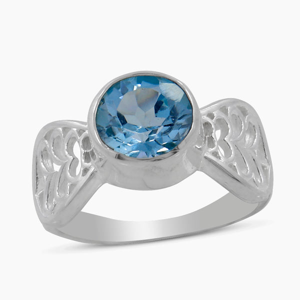 Blue Topaz Silver Rings