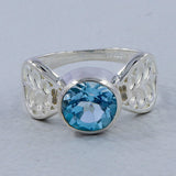 Blue Topaz Birthstone Silver Rings