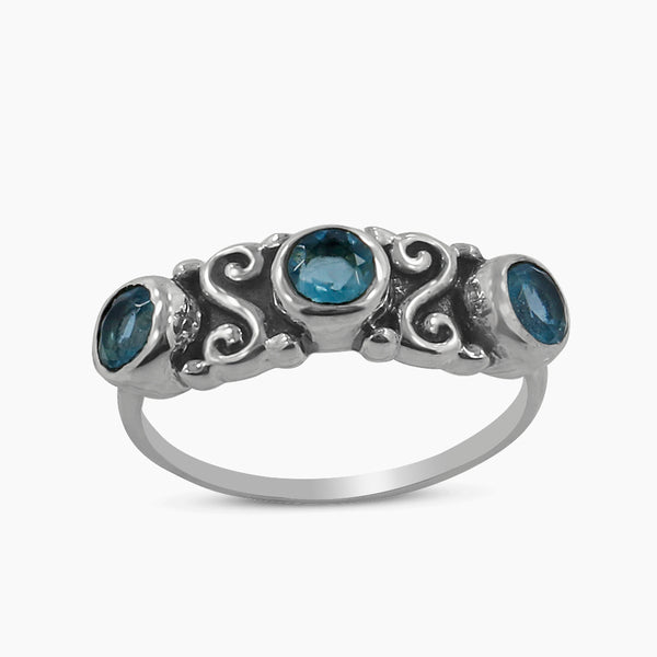 Blue Topaz Silver Designer Rings