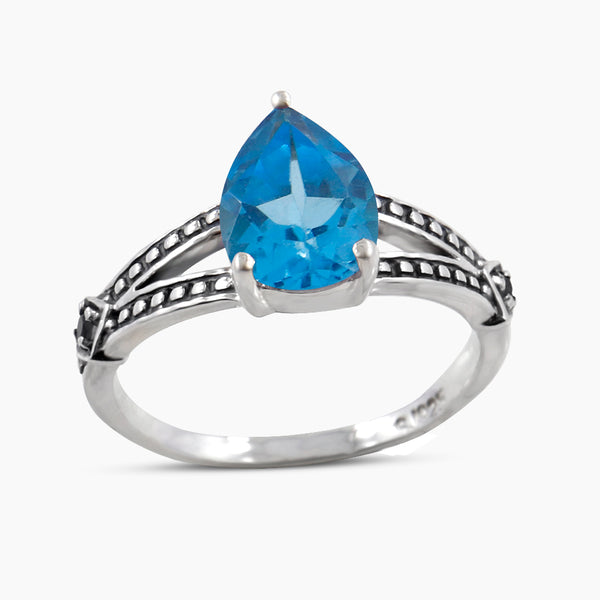 925 Sterling Silver Blue Topaz Rings