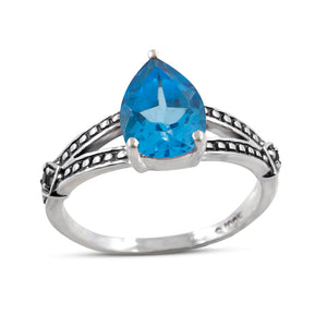 925 Sterling Silver Blue Topaz Rings