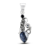 Dendritic Opal, Black Onyx, Crystal Mermaid Pendant