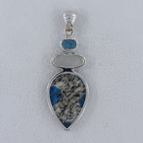 K2 Jasper, Rainbow Moonstone, Blue Topaz Gemstone Pendant