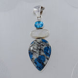 K2 Jasper, Rainbow Moonstone, Blue Topaz Gemstone Pendant