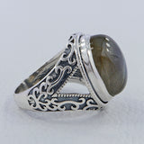 Natural Rainbow Moonstone Silver Ring