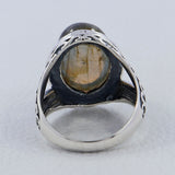 Natural Rainbow Moonstone Silver Ring