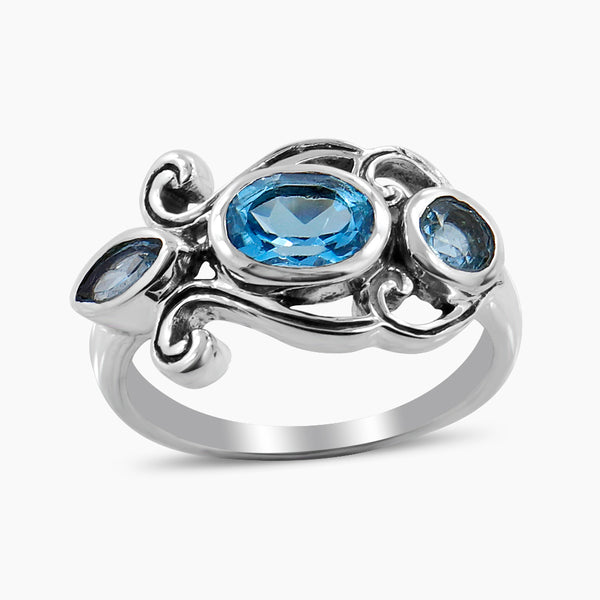 925 Sterling Silver Blue Topaz Silver Rings