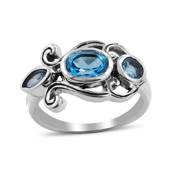 925 Sterling Silver Blue Topaz Silver Ring