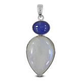 Rainbow Moonstone, Tanzanite Silver Pendant